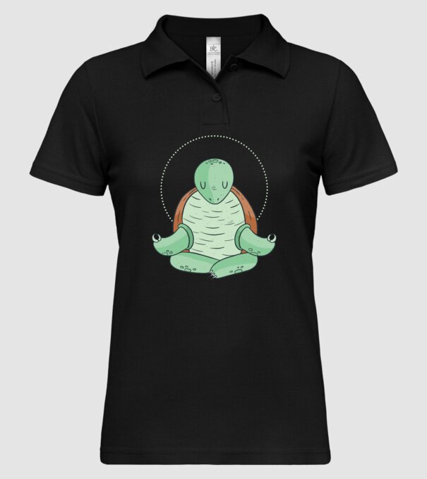 Broască țestoasă Yoga model negru pe tricou