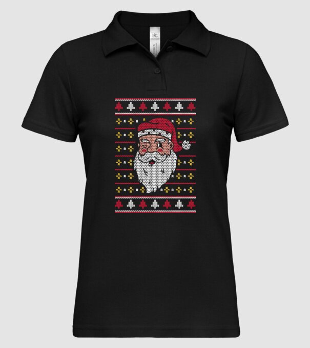 Moș Crăciun pulover urât model negru pe tricou