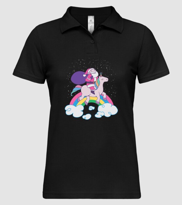 Moș Crăciun Unicorn model negru pe tricou