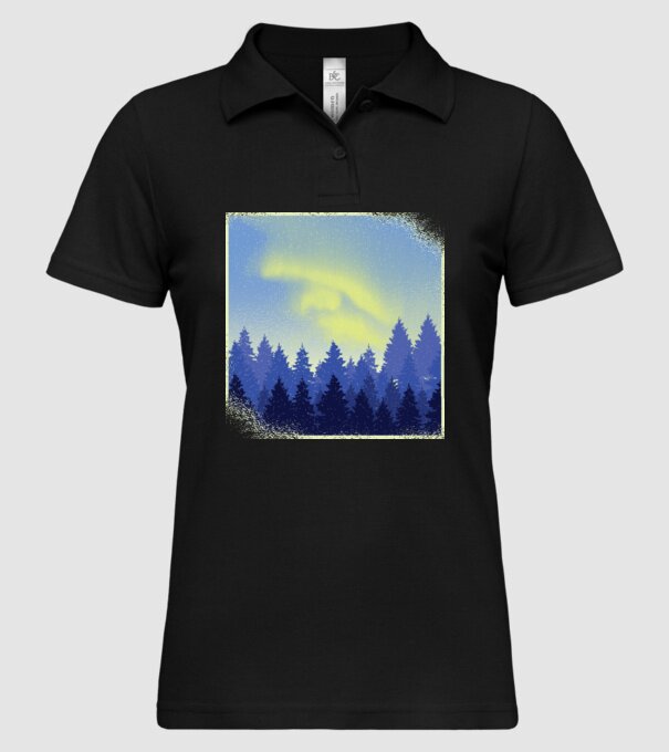 Peisaj de iarnă în pădure model negru pe tricou