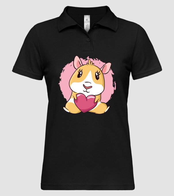 Porcușor de Guineea cu inimă model negru pe tricou