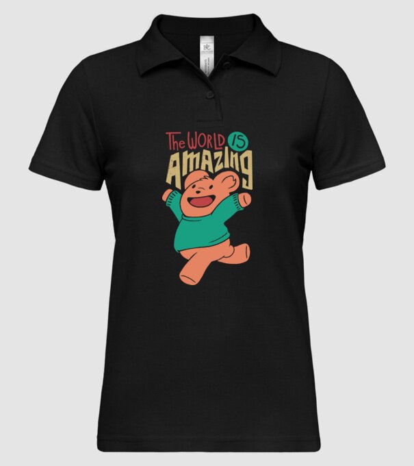 The world is amazing ursuleț Teddy model negru pe tricou