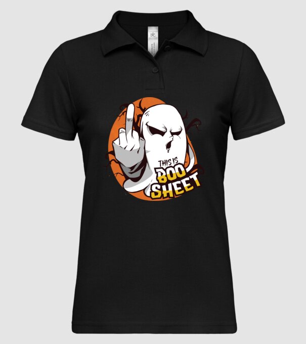 This is Boo Sheet Halloween model negru pe tricou