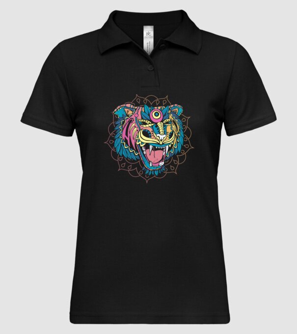 Tigru Mandala model negru pe tricou