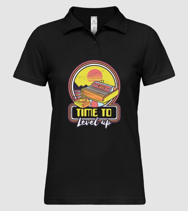 Time to Level Up model negru pe tricou