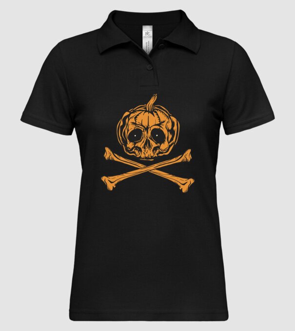 Dovleac craniu Halloween model negru pe tricou