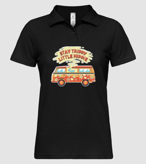Trippy Microbuz Hippi model negru pe tricou