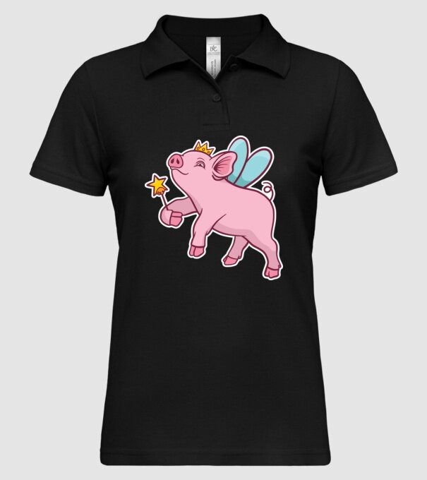 Porcușor zână model negru pe tricou