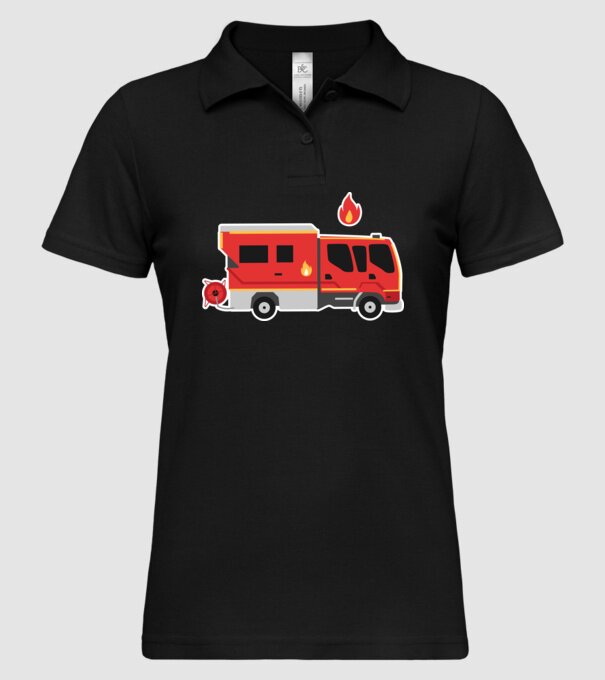Mașină de pompieri model negru pe tricou