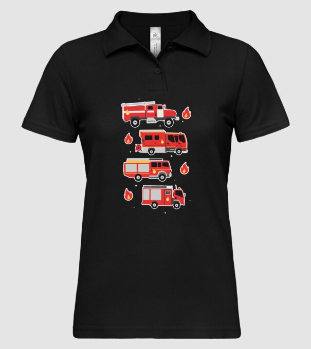 Mașini de pompieri model negru pe tricou