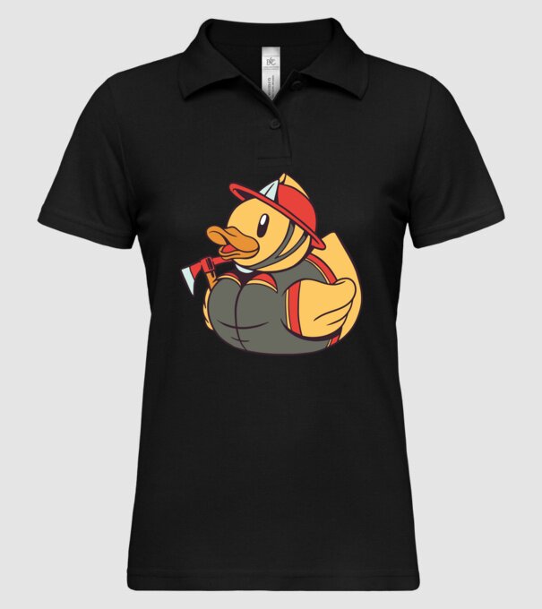 Rățușcă de cauciuc Pompier model negru pe tricou