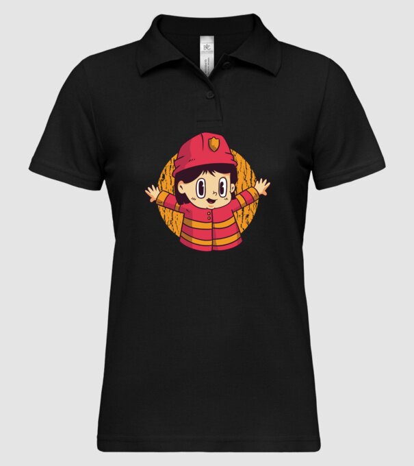 Pompier copil model negru pe tricou