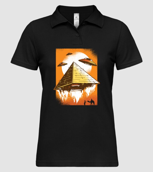 OZN Piramidă Alien model negru pe tricou