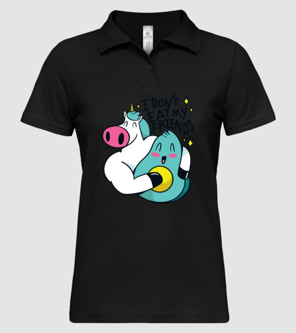 Unicorn Avocado Prietenie model negru pe tricou