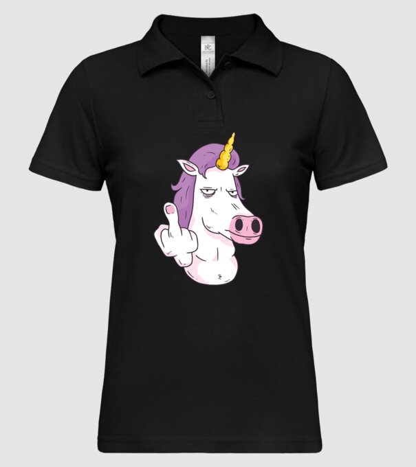 Unicorn arată degetul model negru pe tricou