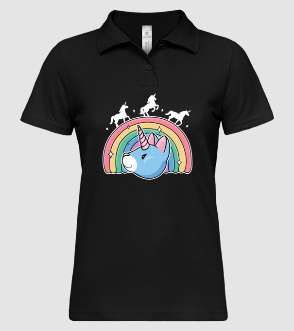 Pisică Unicorn model negru pe tricou
