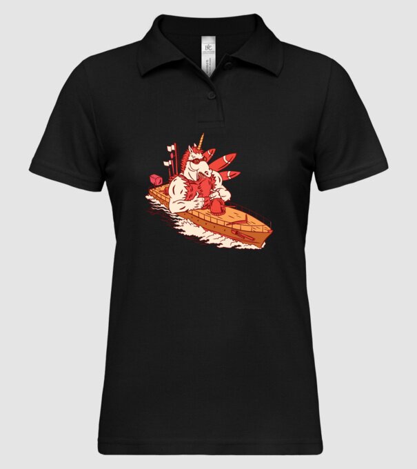Unicorn Corabie de luptă model negru pe tricou