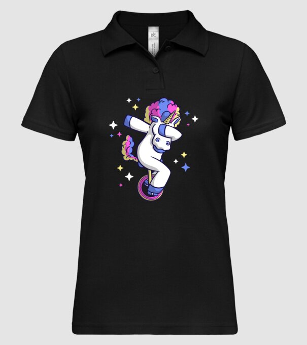 Unicorn pe monociclu model negru pe tricou