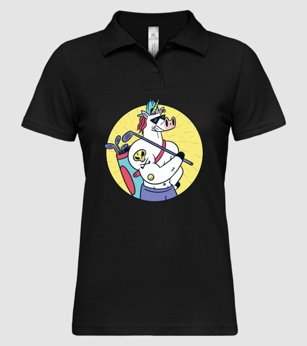 Unicorn Golf model negru pe tricou