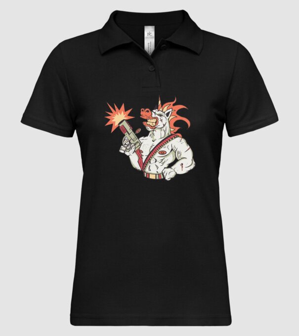Unicorn Războinic model negru pe tricou