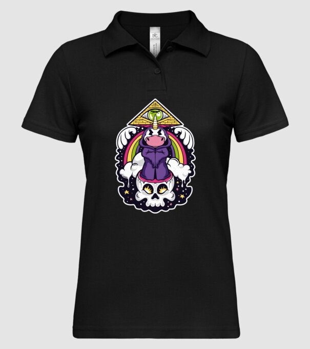 Unicorn Illuminati model negru pe tricou