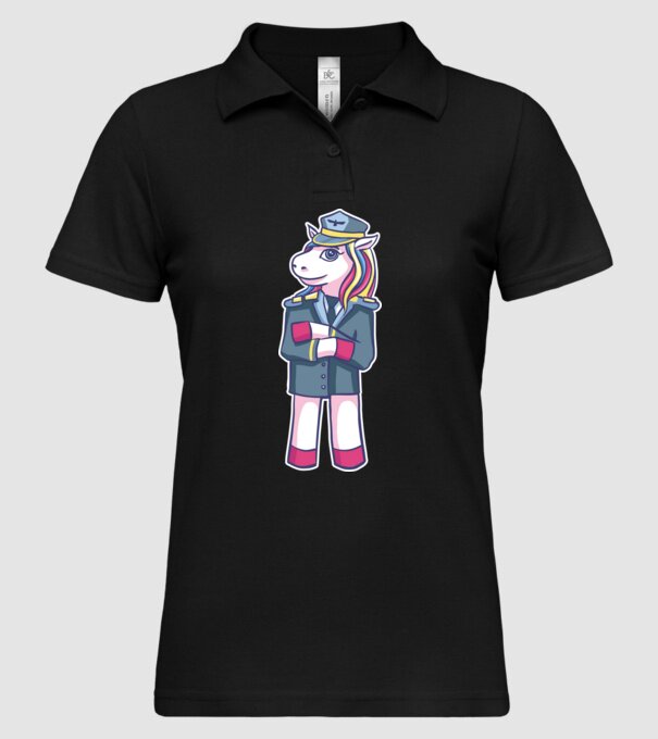 Unicorn Pilot model negru pe tricou
