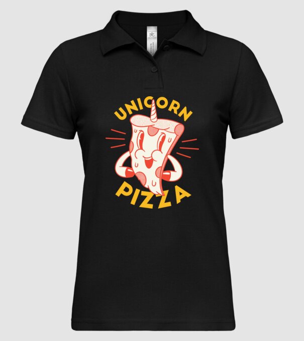 Unicorn Pizza model negru pe tricou