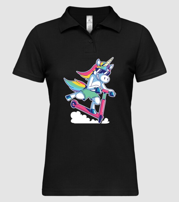 Unicorn cu trotinetă tricou amuzant model negru pe tricou