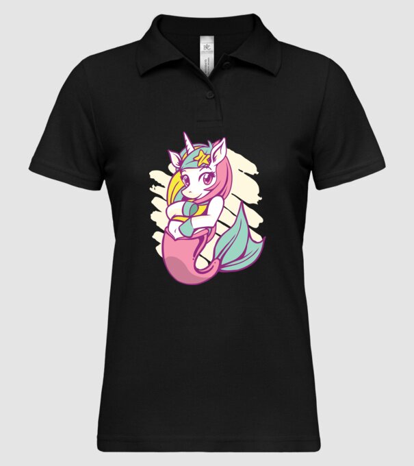 Unicorn Sirenă model negru pe tricou