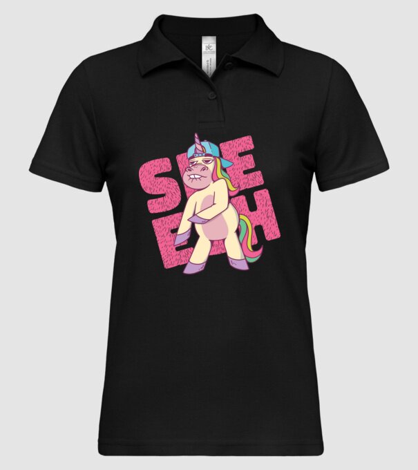 Unicorn Shesh model negru pe tricou