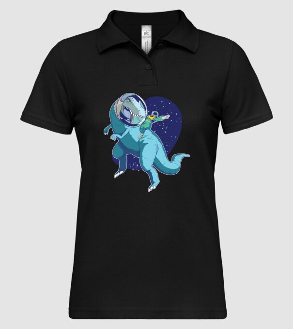 Astronaut Dinozaur T rex model negru pe tricou