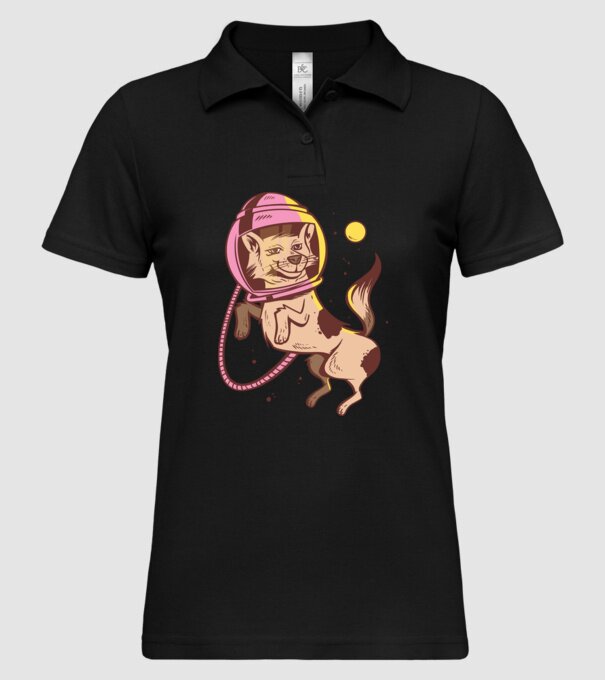 Câine Astronaut model negru pe tricou
