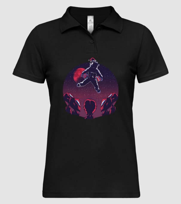 Moș Crăciun Astronaut model negru pe tricou