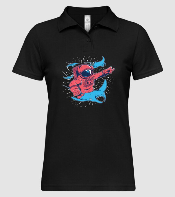Diavol de mare gigant Astronaut model negru pe tricou