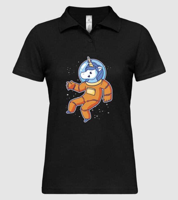 Unicorn Astronaut model negru pe tricou