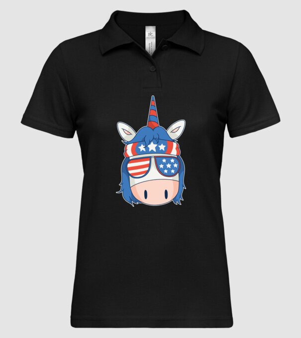 SUA unicorn model negru pe tricou