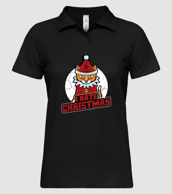 Urăsc Crăciunul Pisică model negru pe tricou