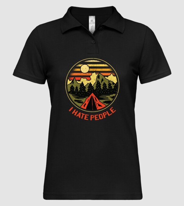 Urăsc oamenii tricou de camping model negru pe tricou