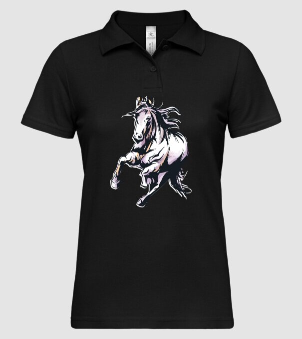 Cal alergând Tricou pentru călăreți model negru pe tricou