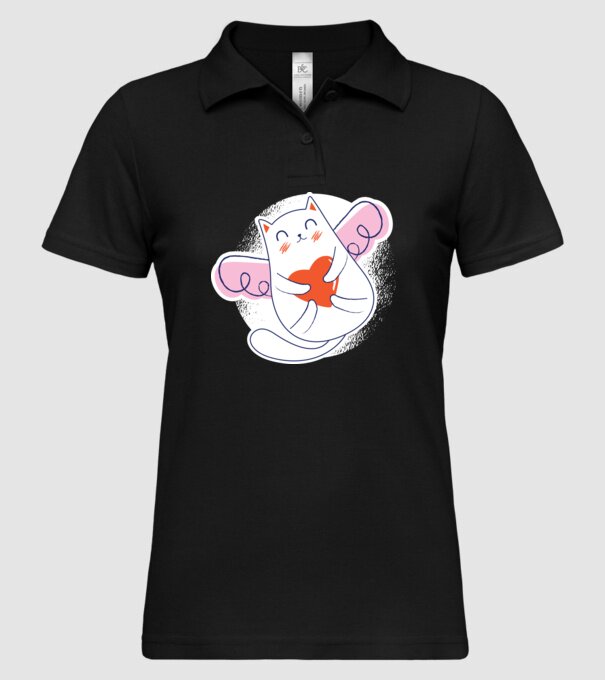 Pisică Valentin model negru pe tricou