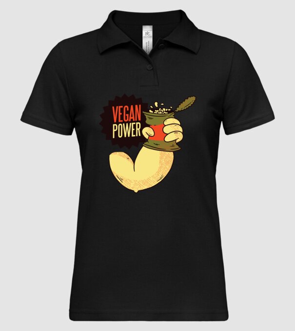 Putere vegan model negru pe tricou