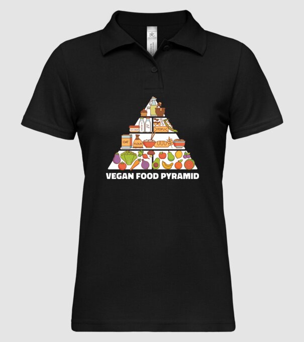 Piramidă vegan model negru pe tricou