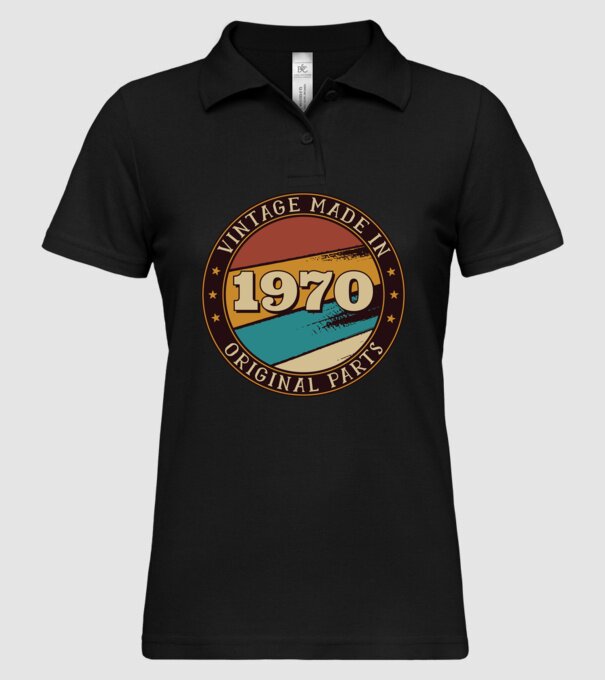 Vintage Made in 1970 Original Parts Retro Birthday model negru pe tricou