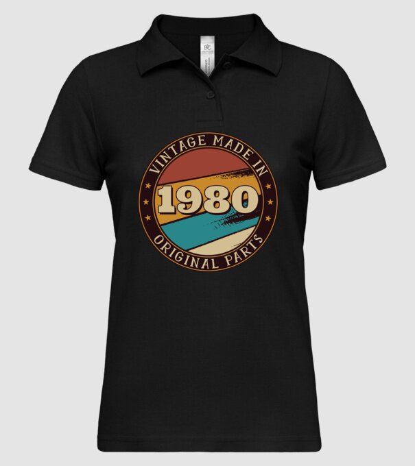 Vintage Made in 1980 Original Parts Retro Birthday model negru pe tricou