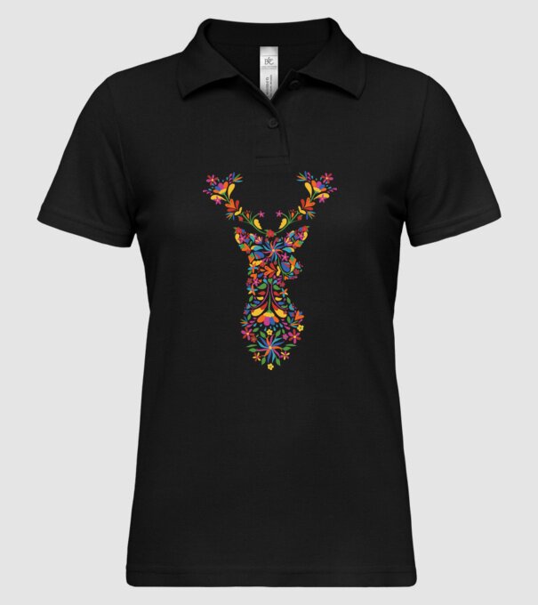 Cerb cu motive florale Floral model negru pe tricou