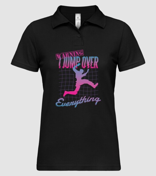 Warning I Jump over everything Parkour model negru pe tricou