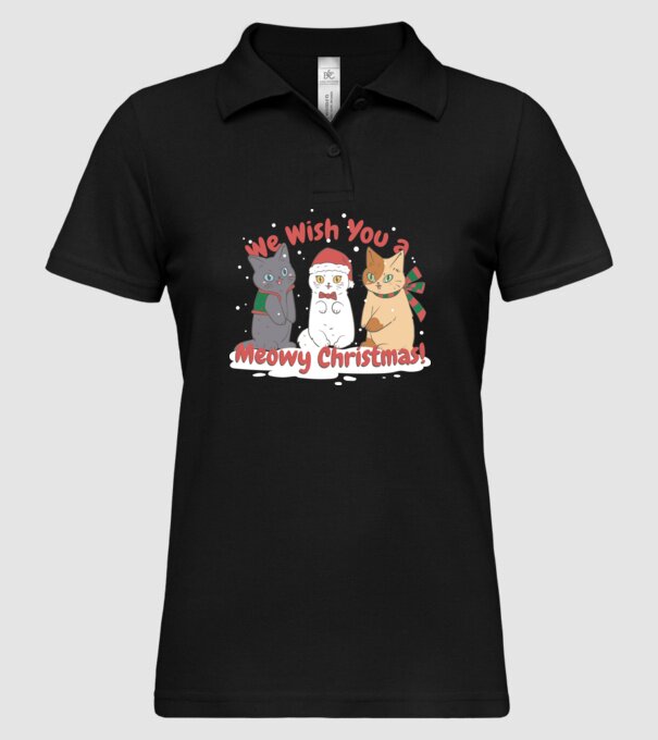 We wish You a Meowy Christmas model negru pe tricou