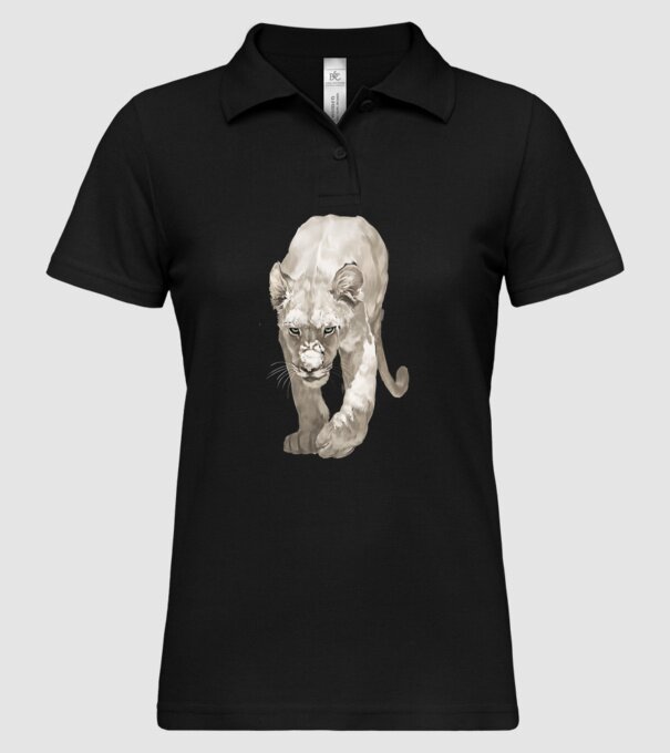 white lion model negru pe tricou