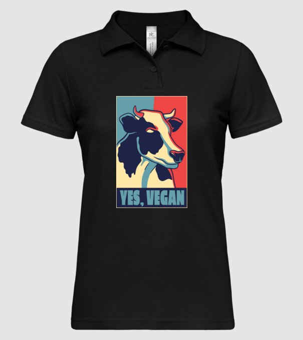 Yes, Vegan model negru pe tricou