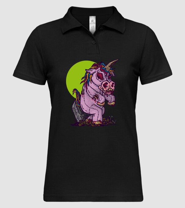 Zombie unicorn model negru pe tricou